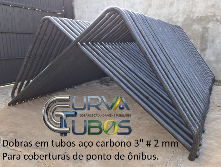 Dobras 3" polegadas em tubos de aço carbono de #2mm para cobertura de ponto de ônibus